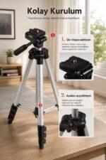 Tripod Profesyonel Su Terazili 102 CM Telefon Tutucu 3120A - Görsel 3