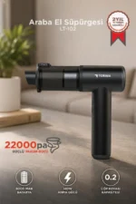 Araç İçi Süpürge 22.000PA Güçlü Emiş USB-C Şarjlı Mini Araba El Süpürgesi Torima LT102 Siyah