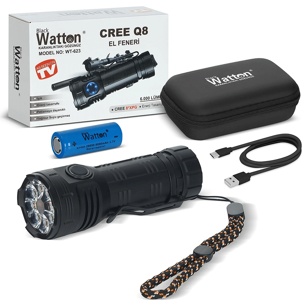 cree-q8-xpg-8-1-led-sarjli-el-feneri-wt-623-1-74104049-sw1000sh1000 Cree Q8- Xpg 8+1 Led Şarjlı El Feneri Wt-623 - Görsel 1