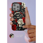 Onegif Apple İphone 15 Plus Flower Series Magsafe Kapak - Siyah - Görsel 3