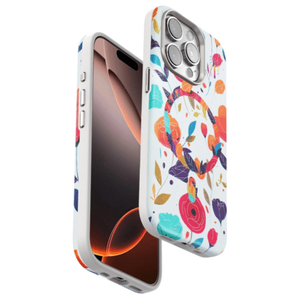Onegif Apple İphone 15 Pro Flower Series Magsafe Kapak - Beyaz
