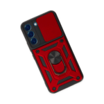 Samsung Galaxy S22 Kılıf Pars Lens Yüzüklü Silikon - Kırmızı - Görsel 3